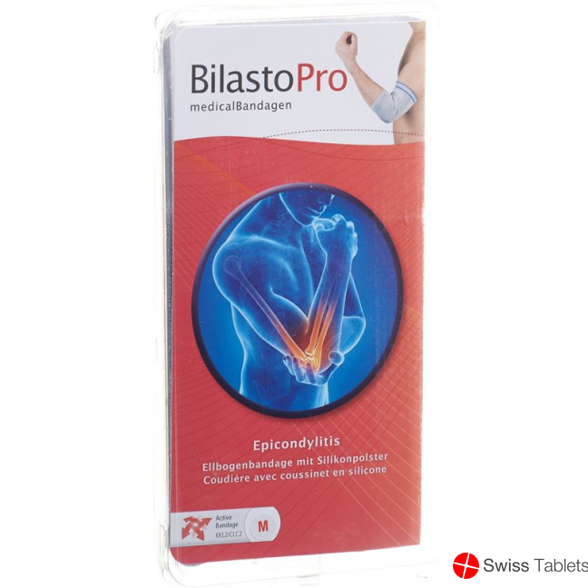 Bilasto Pro Epicondylitis Ellbogenbandage XL grau mit Silikonpol