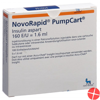 Insulin NovoRapid PumpCart Inj Lös 100 U / ml 5 1.6 ml Amp