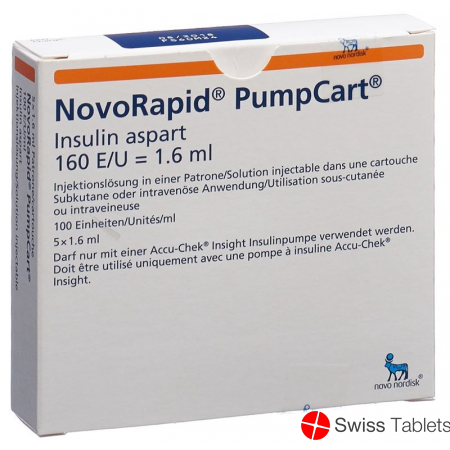Insulin NovoRapid PumpCart Inj Lös 100 U / ml 5 1.6 ml Amp