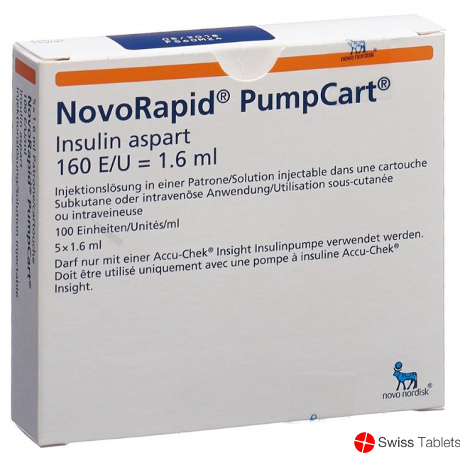 Insulin NovoRapid PumpCart Inj Lös 100 U / ml 5 1.6 ml Amp