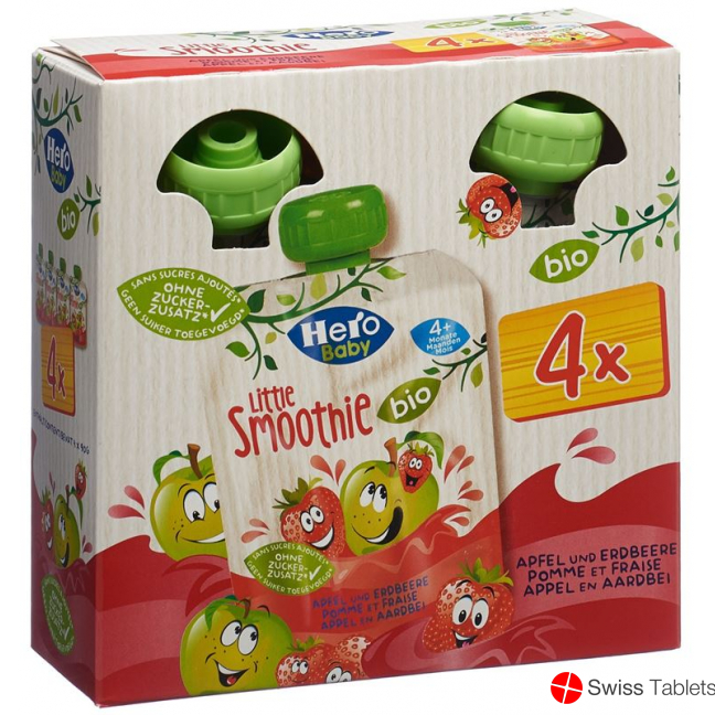 Hero Baby Organic Smoothie Apple Strawberry 4 x 90 g