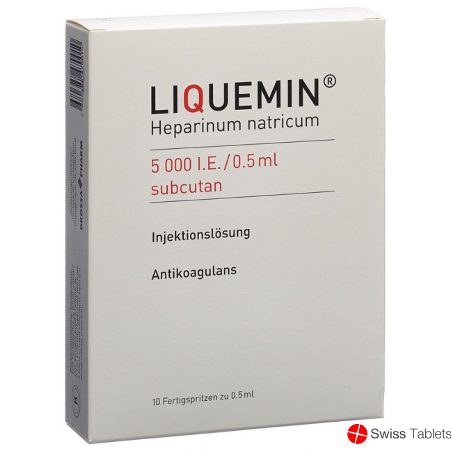 Liquemin 5000 E/0.5ml S.c. 10 Fertigspritzen 0.5ml buy online