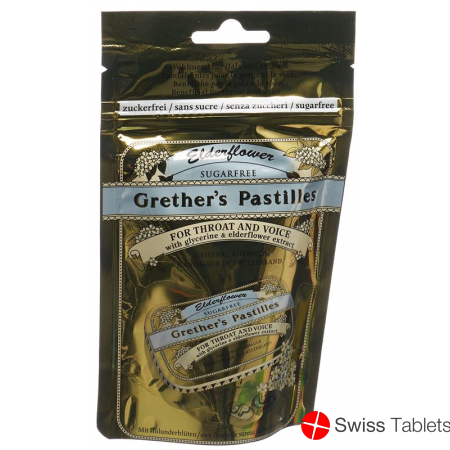 Grethers Elderflower Pastillen ohne Zucker Refill Beutel 100g buy online