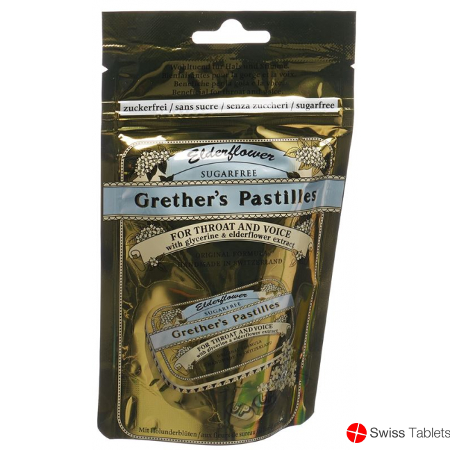 Grethers Elderflower Pastillen ohne Zucker Refill Beutel 100g buy online