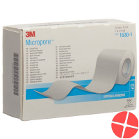 3M Micropore Vlies Heftpflaster ohne Dispenser 25mm x 9.14m weiss 12 Stück