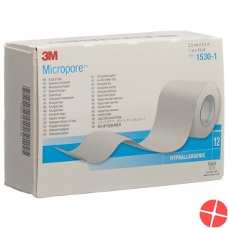 3M Micropore Vlies Heftpflaster ohne Dispenser 25mm x 9.14m weiss 12 Stück