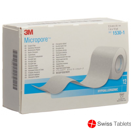 3M Micropore Vlies Heftpflaster ohne Dispenser 25mm x 9.14m weiss 12 Stück buy online