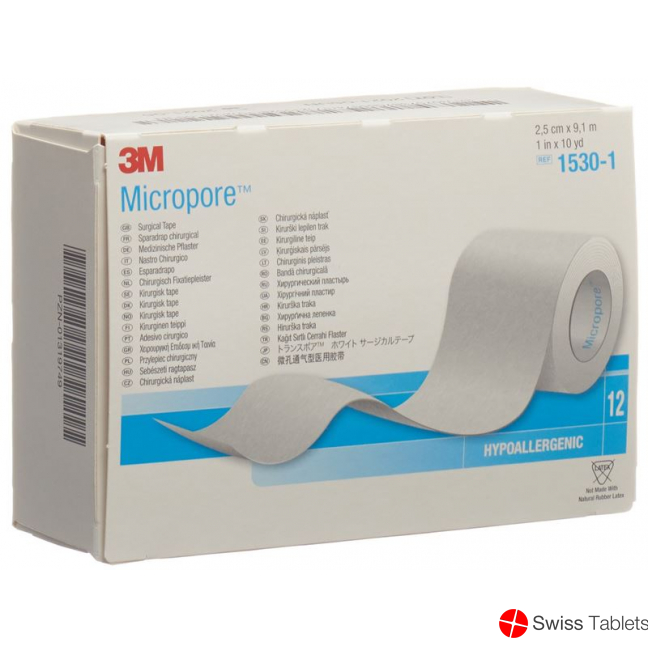 3M Micropore Vlies Heftpflaster ohne Dispenser 25mm x 9.14m weiss 12 Stück buy online