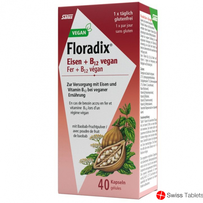 Floradix Iron + B12 Capsules Vegan 40 pieces buy online