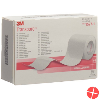 3M Transpore Rollenpfl 25mmx9.14m Trans (n) 12 Stück