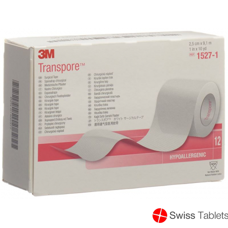 3M Transpore Rollenpfl 25mmx9.14m Trans (n) 12 Stück buy online