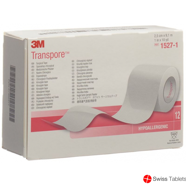 3M Transpore Rollenpfl 25mmx9.14m Trans (n) 12 Stück buy online