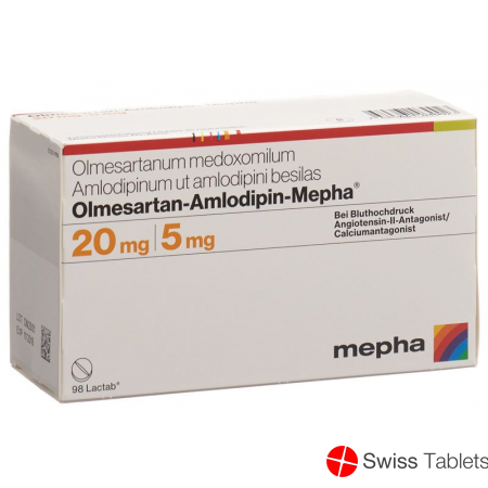 Olmesartan-amlodipin Mepha Lactab 20mg/5mg 98 Stück buy online