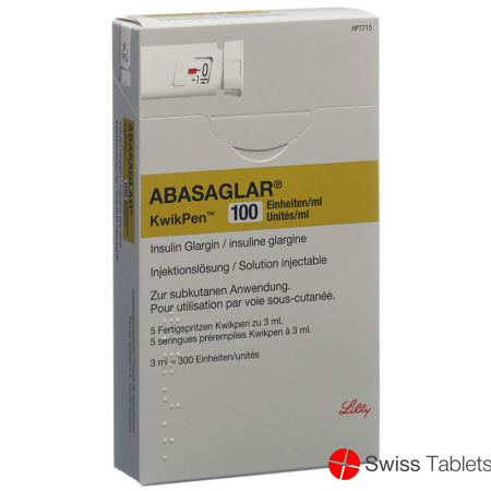 Abasaglar Inj Lös 100 U / ml KwikPen (U80) 5 Fertspr 3 ml