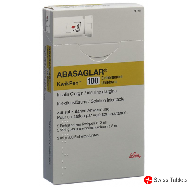 Abasaglar Inj Lös 100 U / ml KwikPen (U80) 5 Fertspr 3 ml