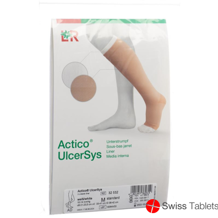 Buy online Actico Ulcersys Unterstrumpf L Stand Weiss 3 Stück at SWISS ...