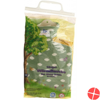 Sänger Hot-water bottle 2L knitted cover green dots