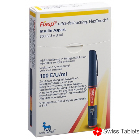 Fiasp Flextouch Injektionslösung 100 E 5 Fertpen 3ml buy online
