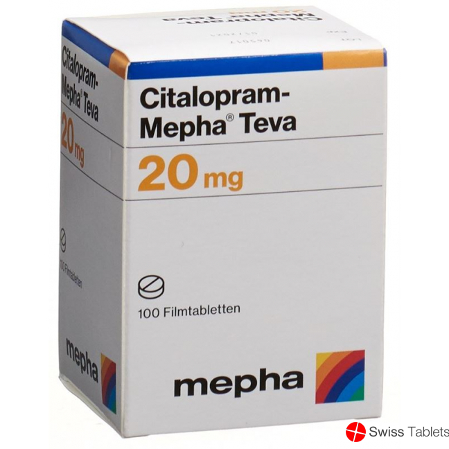 Buy online Citalopram Mepha Teva Filmtabletten 20mg Dose 100 Stück at
