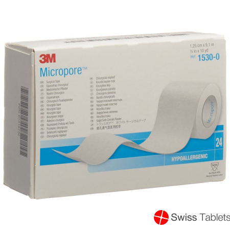 3M Micropore Vlies Heftpflaster ohne Dispenser 12mm x 9.14m weiss 24 Stück buy online