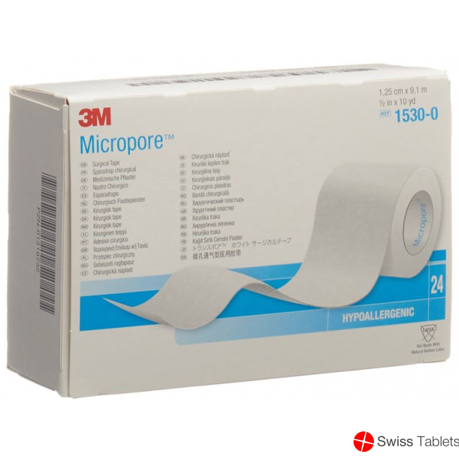 3M Micropore Vlies Heftpflaster ohne Dispenser 12mm x 9.14m weiss 24 Stück buy online