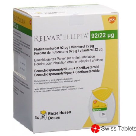 Relvar Ellipta Inh Pulver 92mcg/22mcg 3x 30 Dos buy online