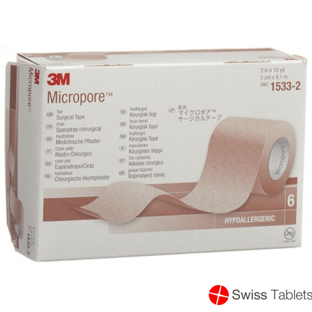 3M Micropore Vlies Heftpflaster ohne Dispenser 50mm x 9.14m weiss 6 Stück buy online
