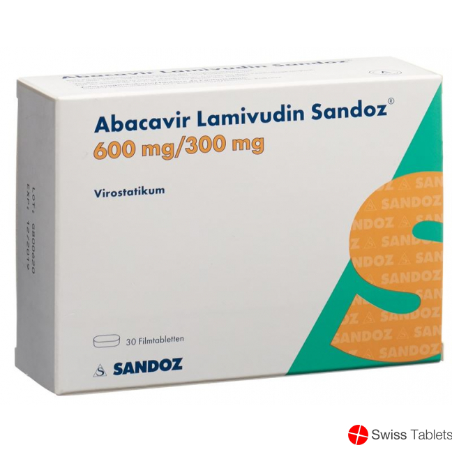 Abacavir Lamivud Sandoz Filmtabletten 600/300mg 30 Stück buy online