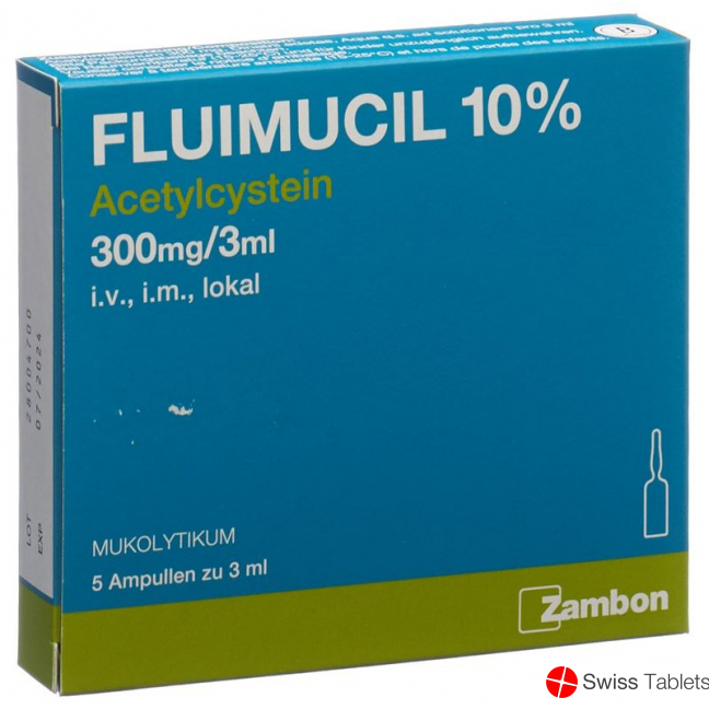 Fluimucil 10% solution for injection 300 mg / 3 ml 5 x 3 ml