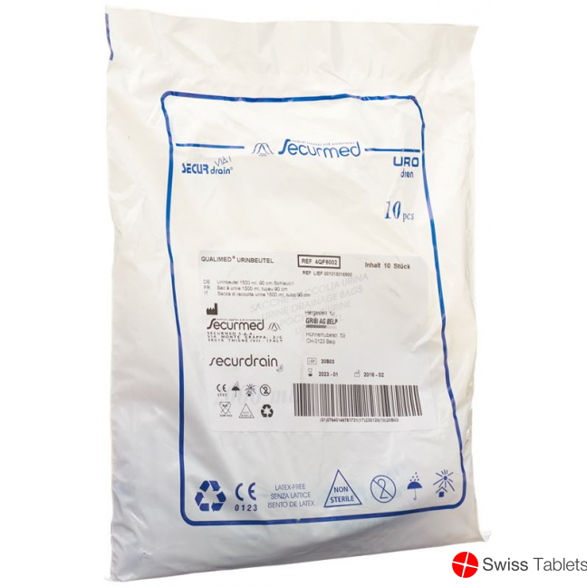 Qualimed Urinbeutel 1.5L 90cm ohne Rv 10 Stück buy online