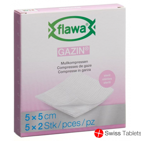 Flawa Gazin Mullkompressen Steril 5x5cm 5x 2 Stück buy online
