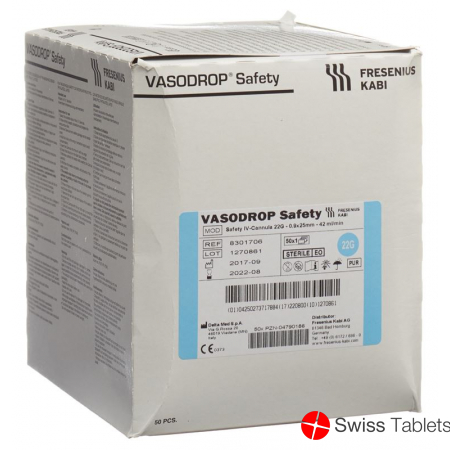 Vasodrop Safety 22g 25mm/s 50 Stück buy online Vasodrop Safety 22g 25mm/s 50 Stück buy online