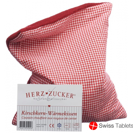 Herzzucker Kirschkernkissen 26x21cm Karo/wollw Rot buy online