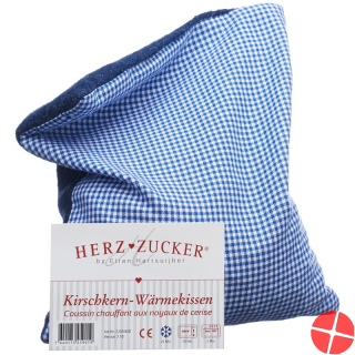 Herzzucker cherry stone cushion 26x21cm checked/wool blue Herzzucker cherry stone cushion 26x21cm checked/wool blue