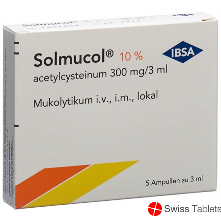 Solmucol 10% Injektionslösung 300mg/3ml 5 Ampullen 3ml buy online