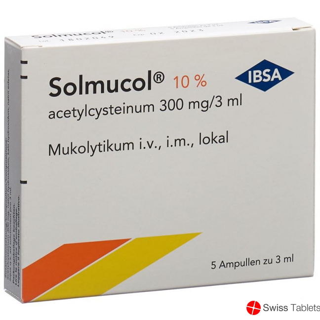 Solmucol 10% Injektionslösung 300mg/3ml 5 Ampullen 3ml buy online