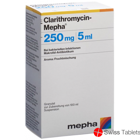 Clarithromycin Mepha Suspension 250mg/5ml Flasche 100ml buy online Clarithromycin Mepha Suspension 250mg/5ml Flasche 100ml buy online