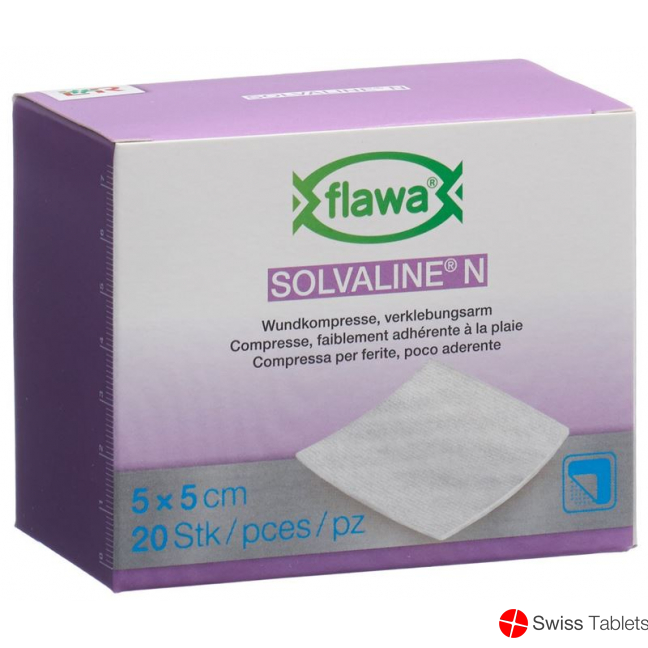 Flawa Solvaline N Kompressen Steril 5x5cm 20 Stück buy online