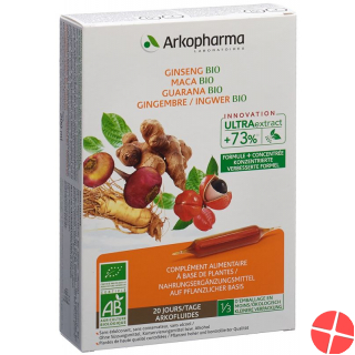 Arkofluide Gins-maca-guar-ingw Trinkampullen Bio 20 Stück Arkofluide Gins-maca-guar-ingw Trinkampullen Bio 20 Stück