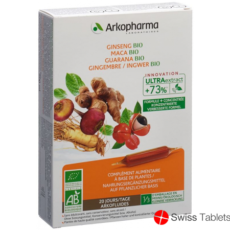 Arkofluide Gins-maca-guar-ingw Trinkampullen Bio 20 Stück buy online