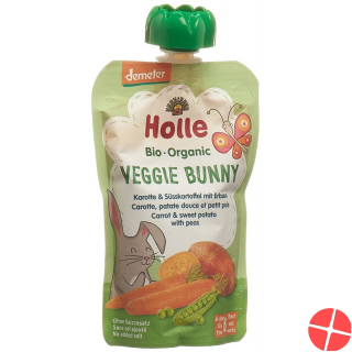 Holle Veggie Bunny Pouchy Carrot Sweet Potato Peas 100g