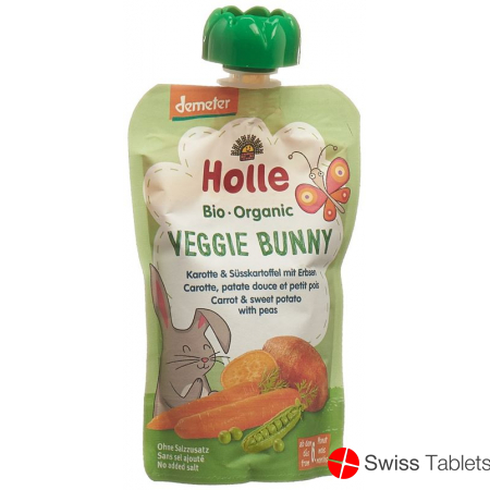 Holle Veggie Bunny Pouchy Carrot Sweet Potato Peas 100g buy online