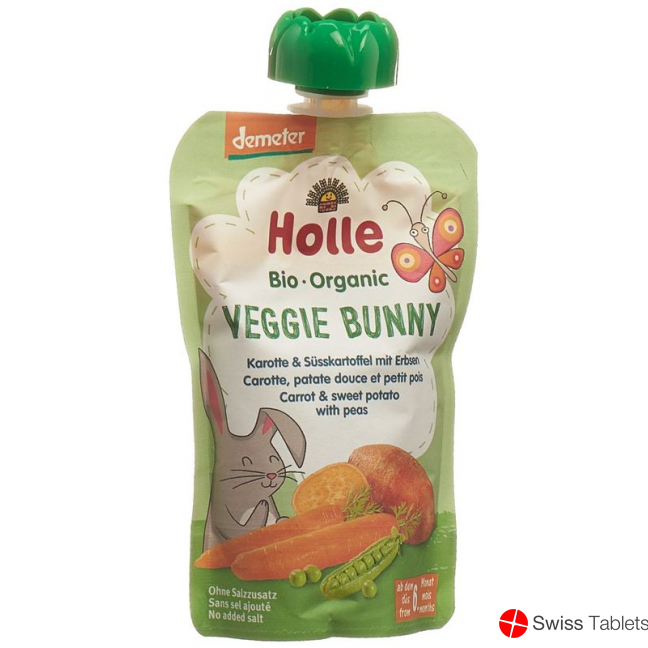 Holle Veggie Bunny Pouchy Carrot Sweet Potato Peas 100g buy online