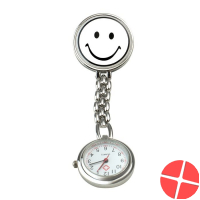 Sundo Schwestern-Uhr Smiley 9cm Weiss M Clip Batt