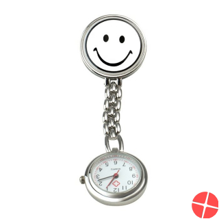 Sundo Schwestern-Uhr Smiley 9cm Weiss M Clip Batt
