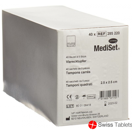 Mediset IVF Vierecktupfer 2.5x2.5cm 40 Beutel 5 Stück buy online