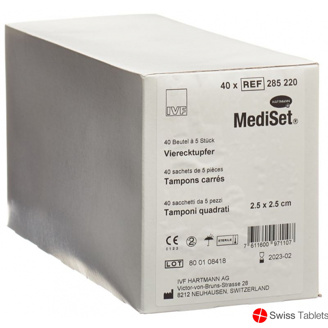 Mediset IVF Vierecktupfer 2.5x2.5cm 40 Beutel 5 Stück buy online