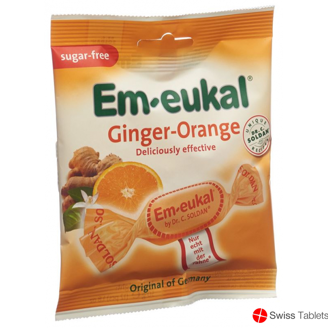 Soldan Em-Eukal Ginger-Orange Zuckerfrei Beutel 50g buy online
