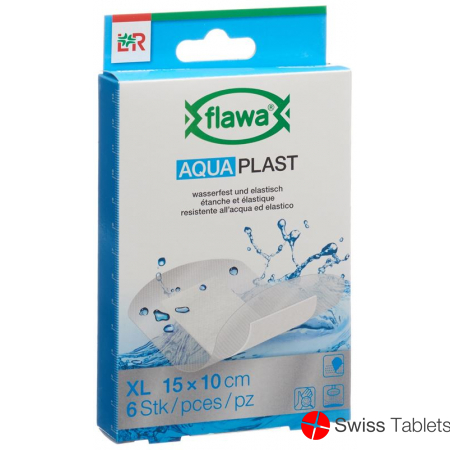 Flawa Aqua Plast Pflasterstrips Wasserfest 10x15cm 6 Stück buy online
