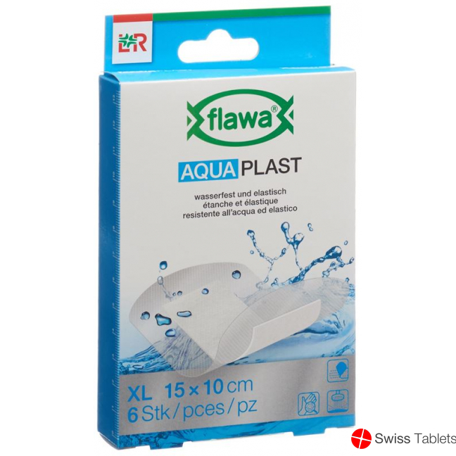 Flawa Aqua Plast Pflasterstrips Wasserfest 10x15cm 6 Stück buy online